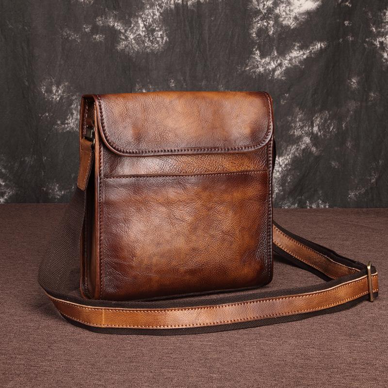 Canvas Leather Mens Vintage 14 Brown Travel Side Bag Black Messenger –  iwalletsmen