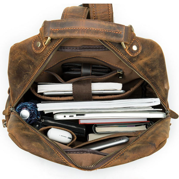 Cool Vintage Leather Mens 14inch Laptop Backpack Backpacks School Backpack Work FY04281006