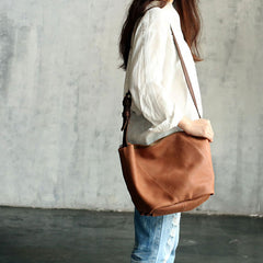 Vintage LEATHER WOMENs Bucket SHOULDER BAG Barrel Crossbody Purse FOR WOMEN
