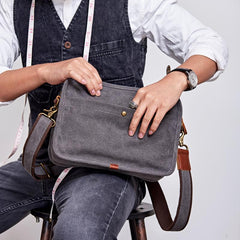 Canvas Cool Mens Small Square Side Bag Canvas Messenger Bags Canvas Travel Courier Bags for Men