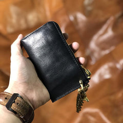 Handmade Leather Mens Cool Key Biker Wallet Car Key Holder License Holder Chain Wallet for Men