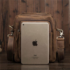 Cool Mens Leather Small Side Bag Small Messenger bag Shoulder bag For Men