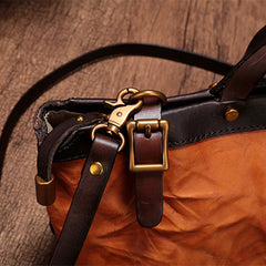Vintage Brown Leather Handbag Tote Messenger Bag Shoulder Tote Purse For Women