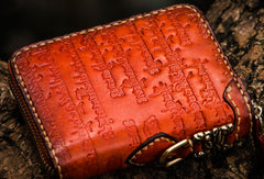 Handmade leather Mens Tibet Small biker chain wallet zipper billfold Chain Wallet for Men - EverHandmade