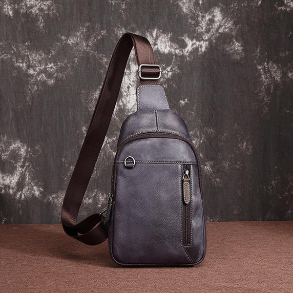 Casual Leather One Shoulder Backpack 10-inch Chest Bag Sling Bag Sling Crossbody FY01991070