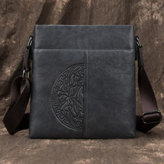 Casual Leather Brown Mens Vertical Side Bag - Side View