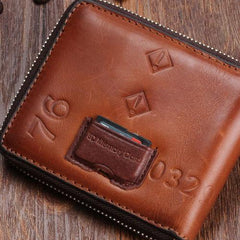 Vintage Mens Cool Small Leather Wallets Men billfold Wallets Bifold for Men