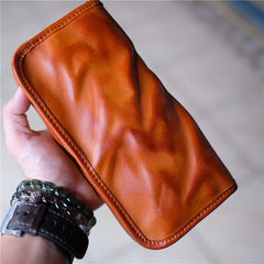 Vintage Brown Leather Men's Long Wallet Black Clutch Wallet Zipper Long Wallet For Men