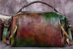 Genuine Leather Handbag Vintage Crossbody Bag Shoulder Bag Purse For Women - EverHandmade