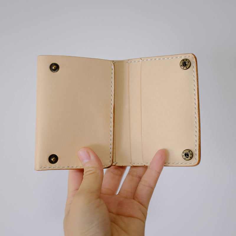 Handmade LEATHER Beige Womens Trifold Small Wallet Leather Small Wallet FOR Women