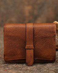 Womens Leather Bifold Small Wallet Vintage Buckle - Side View