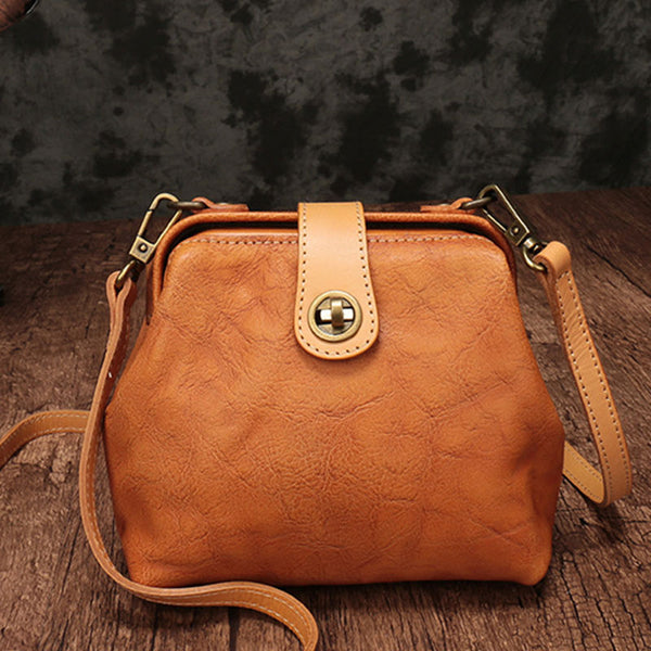Vintage Leather Brown Womens Small Doctor Purse Shoulder Bag Crossbody Doctor Purse For Women