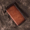 Brown Vintage Chain Wallet Leather Mens Gray Long Biker Wallet Zipper Clutch Wallet For Men