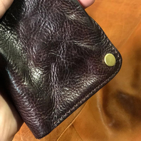 Handmade Genuine Leather Mens Cool Slim Leather billfold Wallet Men Small Wallets Bifold for Men