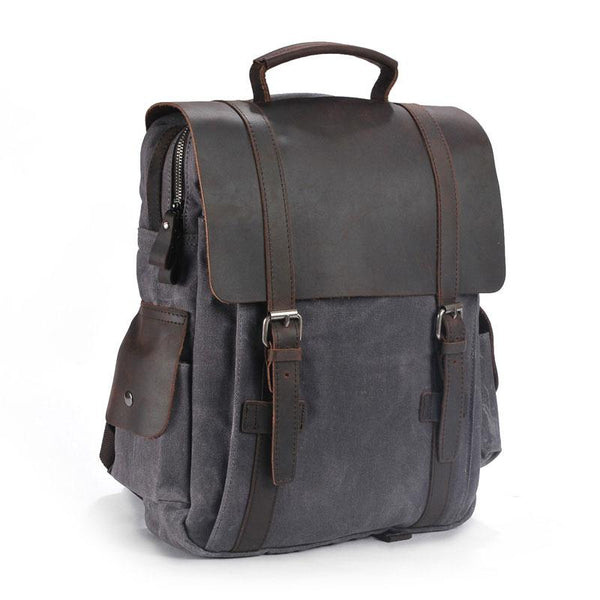 Cool Waxed Canvas Leather Mens Backpacks Canvas Travel Backpacks Canvas School B QGX02151073