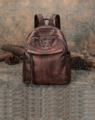 Handmade Black Gray Leather Backpack Womens Best School Rucksack Ladies Leather Backpack Purses