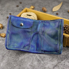 Vintage Handmade Red Mens Leather Bifold billfold Wallet Green Small Wallet for Men
