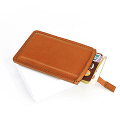 Leather Mens Slim Card Wallet Front Pocket Wallet Small Change Wallets for Men