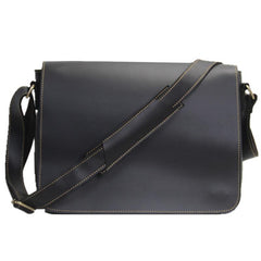 Casual Black Leather Mens 11 inches Courier Bags Messenger Bag Vintage Brown Postman Bags For Men