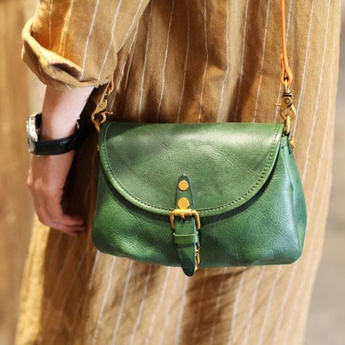 Green Satchel Bag Womens Leather Small Satchel Bag Crossbody Purse - Annie Jewel