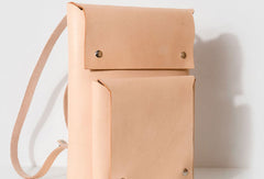 Handmade Leather beige backpack bag purse shoulder bag phone satchel bag