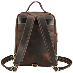 Cool Leather Coffee Mens Backpack Vintage School Backpack Laptop Backpack for Men