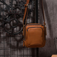 Cool Leather Mens Small Messenger Bag Side Bag Small Shoulder Bag for Men