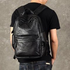 Leather Black Mens Cool Backpack Large Travel Backpack Hiking Backpack for men