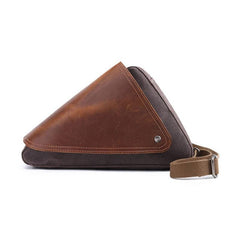 Mens Waxed Canvas Leather Triangular Side Messenger Bag Canvas Courier Bags for Men