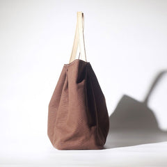 Handmade Coffee Canvas Leather Womens Tote Purse Handbag Tote Shopper Bag for Women