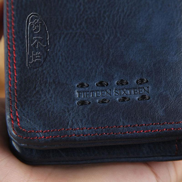 Handmade Genuine Leather Mens Cool Slim Leather billfold Wallet Men Small Wallet YBL01381060