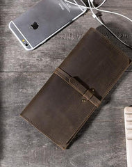 Handmade Leather Mens Clutch Wallet Cool Leather Wallet Long Phone Wallets for Men
