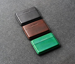 Handmade Black Leather Slim Mens 10pcs Cigarette Holder Case Cool Custom Cigarette Case for Men