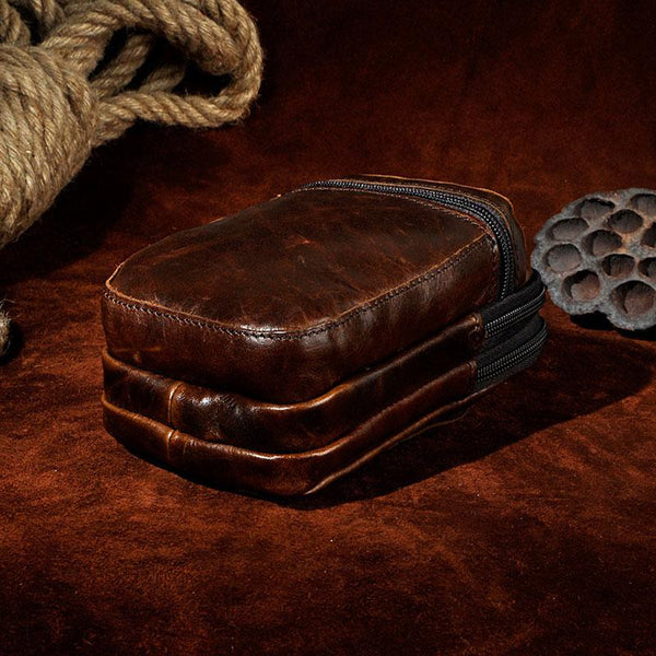 Mens Small Leather Belt Pouch Holster Belt Case Cell Phone Waist Pouch for Men MN01281083