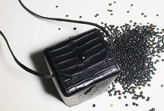 Genuine Leather Cube bag shoulder bag black for women leather crossbody bag