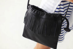Genuine Leather Shoulder Bag Tassel Crossbody Bag Handbag Purse For Women - EverHandmade