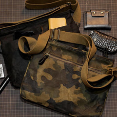 Camouflage Canvas Mens Small Courier Bag Messenger Bag Black Postman Bag For Men