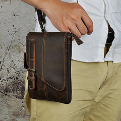 Mens Leather Small Side Bag COURIER BAGs Waist Pouch Holster Belt Case Belt Pouch for Men