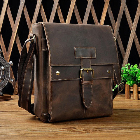 Cool Retro Leather Mens Tablet Messenger Bag Small Side Bag Messenger Bag For Men