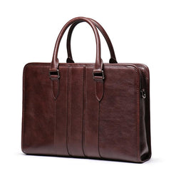 Vintage Brown Leather Men's 14‘’ Laptop Briefcase Professional Briefcase Handbag For Men