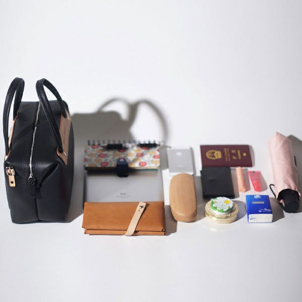 Handmade Leather Black Womens Handbag Fashion Shoulder Bag for Women GH03591019