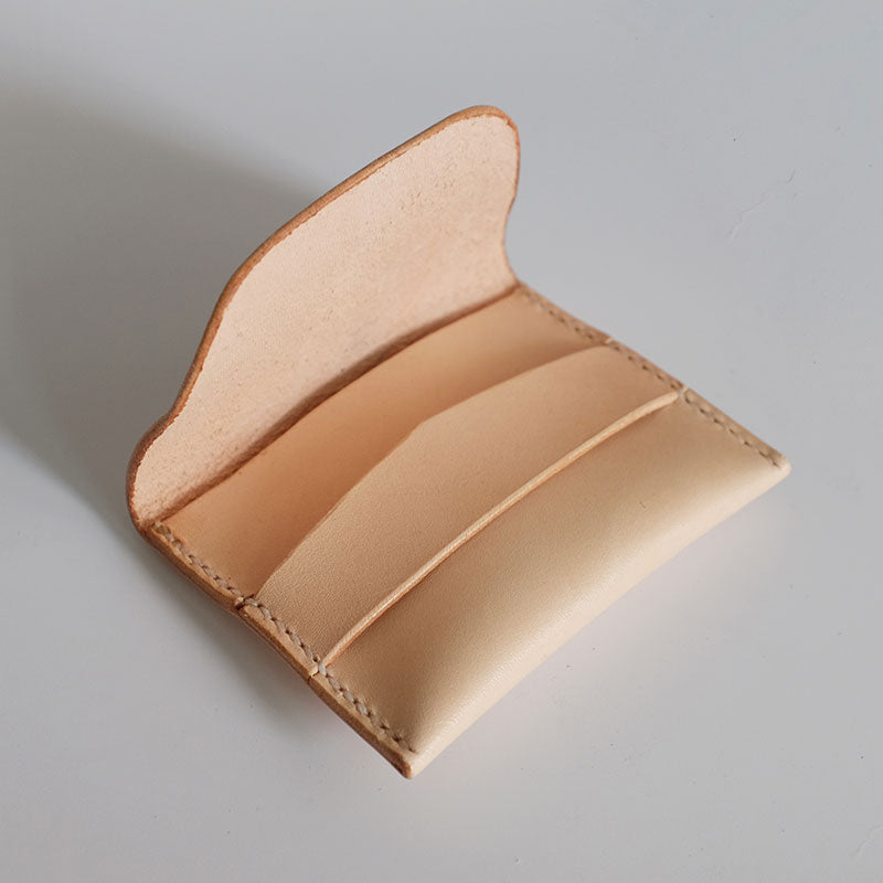 Handmade LEATHER Beige Womens Small Card Wallet Leather Small Coin Change Wallet FOR Women