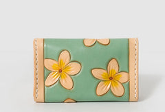 Handmade Leather floral card change coin wallet purse cute small women wallet - EverHandmade