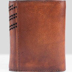 Vintage Mens Cool Small Trifold Leather Wallet Men billfold Zipper Wallets for Men