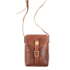 Brown LEATHER MEN'S 8 INCHES Small Side BAGs Vertical MESSENGER BAG Courier BAG FOR MEN