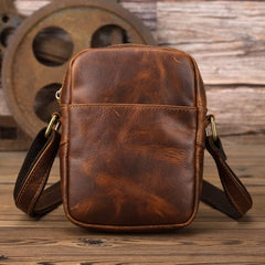 Black LEATHER MEN'S Small Side bag Brown Vertical Phone Bag MESSENGER BAG Courier Bag FOR MEN