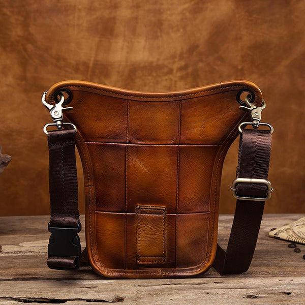 Cool Leather Men's Belt Pouch Waist Bag Small Side Bag Drop Leg Bag For Men FY01281070