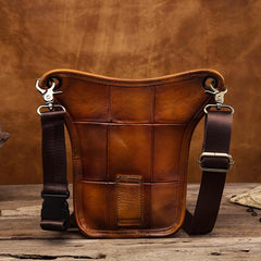 Cool Leather Men's Belt Pouch Waist Bag Small Side Bag Drop Leg Bag For Men