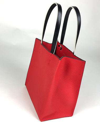 Cute Womens Red Leather Tote Bag Best Tote Handbag Small Shopper Bag Purse for Ladies