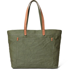 Khaki Vintage Canvas Men Womens Large Tote Bag Green Canvas Shoulder Tote Bag Shopper Tote For Men